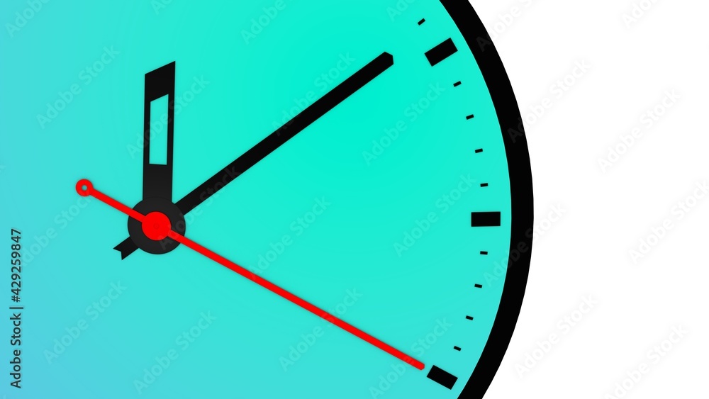 Rendering illustration of an analog clock with arrows and a dial