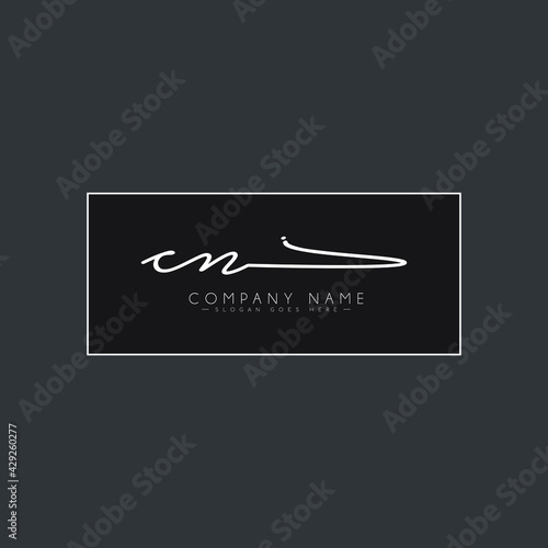 Initial Letter CN Logo - Handwritten Signature Logo