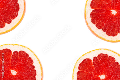 Half grapefruit isolated on white background.