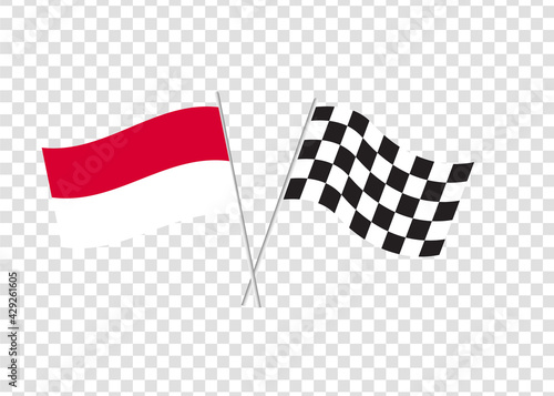 Monaco flag and racing flag. Graphics and design.