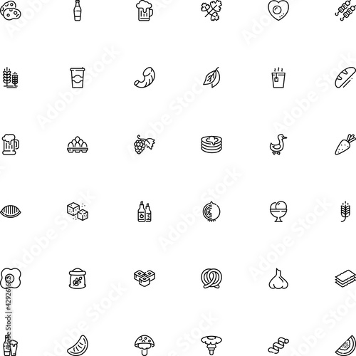icon vector icon set such as: central, ketchup, spicy, agaric, sashimi, garlic, mayonnaise, eco, frozen, poisonous, alcoholic, cube, tomato, disposable, bowl, pretzel, flu, paper, clove, rabies