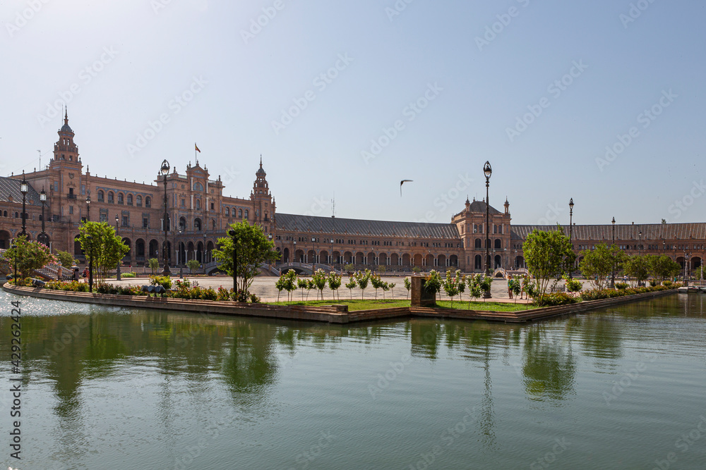 Panoramic view of the Plaza de Seville, Andalusia, Spain