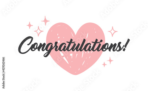 Congratulations lettering,. Calligraphic style typo design.