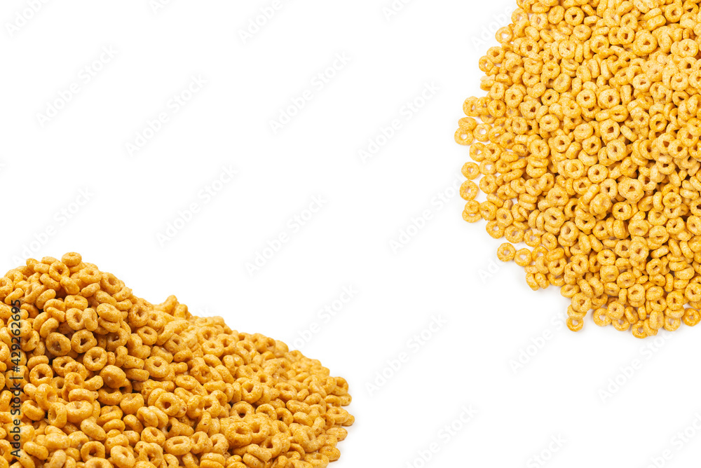 Corn-flakes background and texture. Top view. Corn-flakes background and texture. Top view.