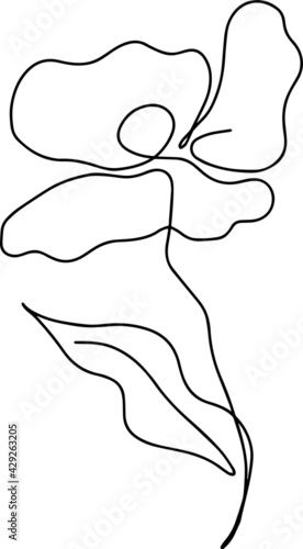 Single line vector illustration of flower. Mono line. One line.