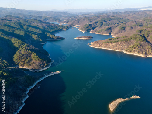 Aerial view of Topolnitsa Reservoir, Bulgaria