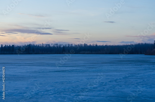 A Beautiful Sunset at Astotin Lake while it is still Frozen