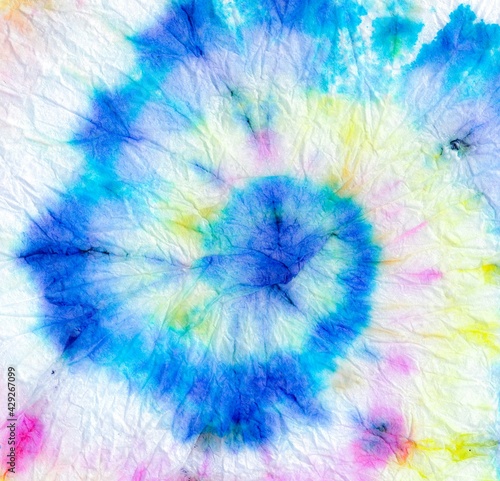 Boho Peace Spiral Tie Dye.  Vivid Dyed Ikat