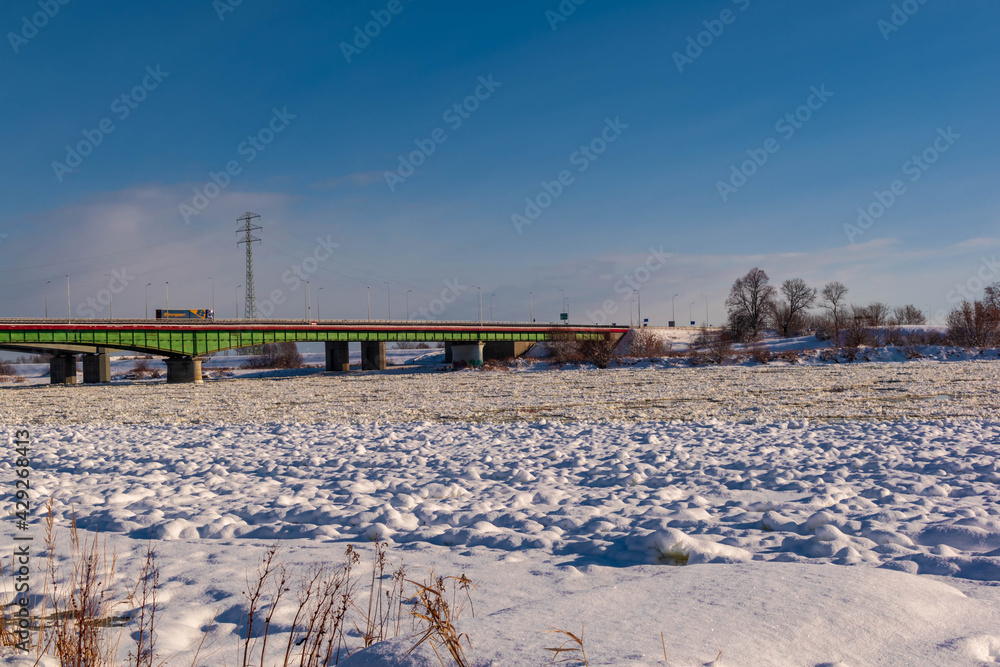 bridge over the winter river bridge over the winter river