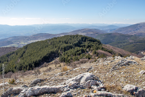 Aerial winter view of Konyavska mountain, Bulgaria photo