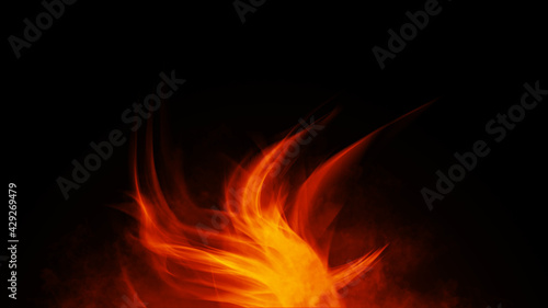 Magic fire on isolated background. Perfect explosion effect for decoration and covering on black background. Concept burn flame and light texture overlays.