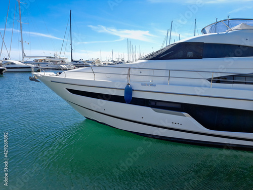 luxury yacht mored in a marina