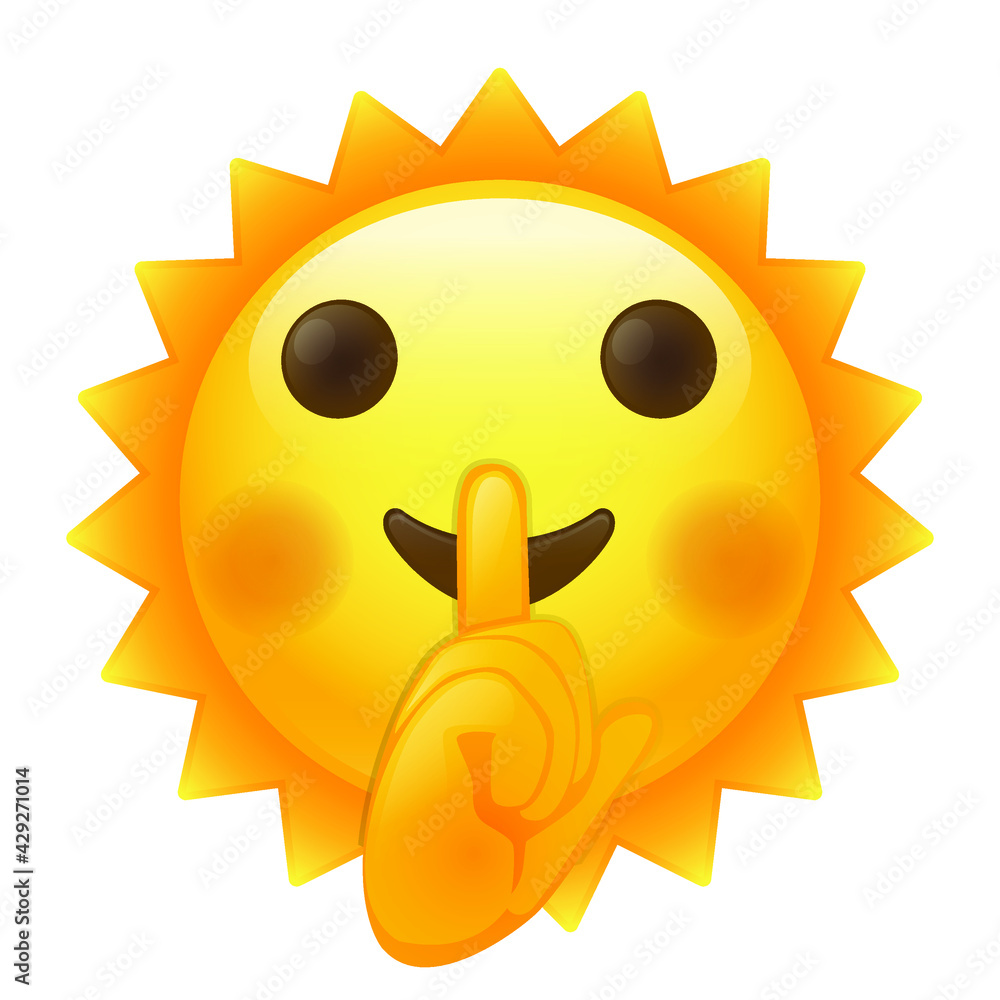 Shushing Sun Emoji Icon Illustration. Quiet Vector Symbol Emoticon Design Vector.
