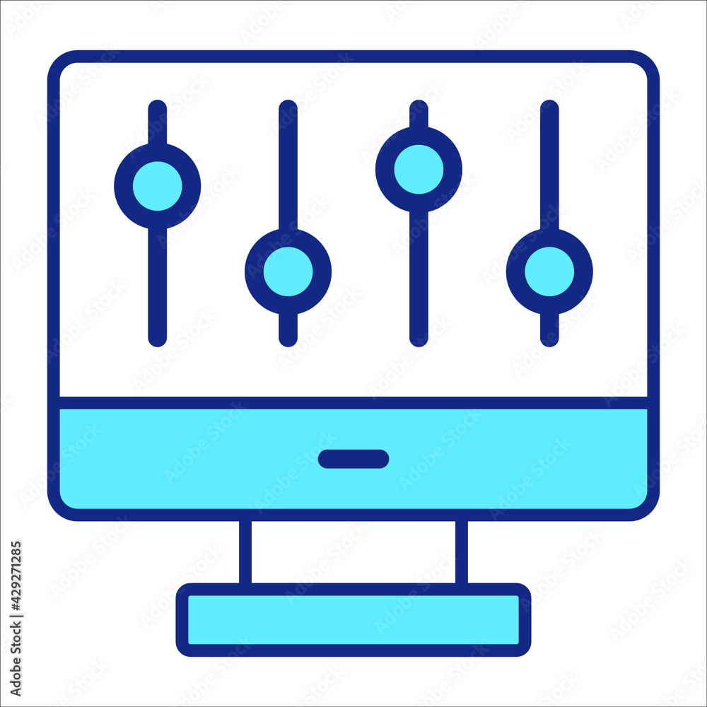controller flat line icon modern illustration