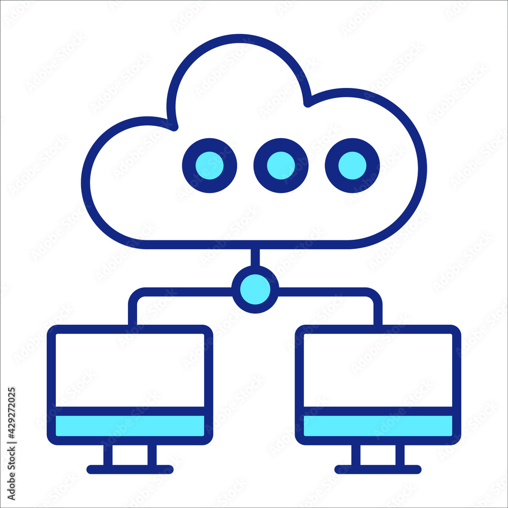 cloud network flat line icon modern illustration cloud network flat line icon modern illustration