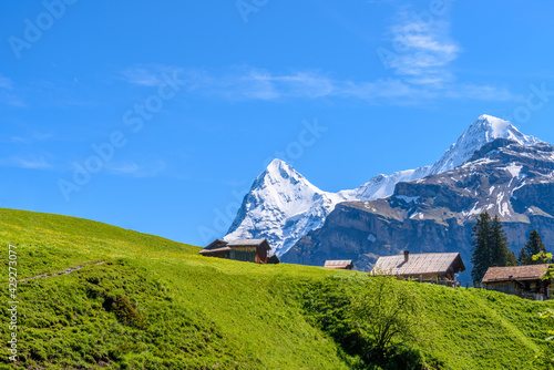 Wallpaper Mural Beautiful Swiss mountain valley landscape with a house. Torontodigital.ca