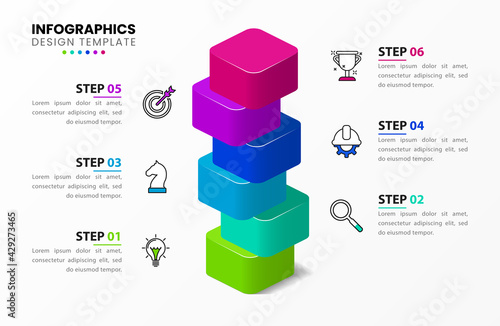 Infographic design template. Creative concept with 6 steps