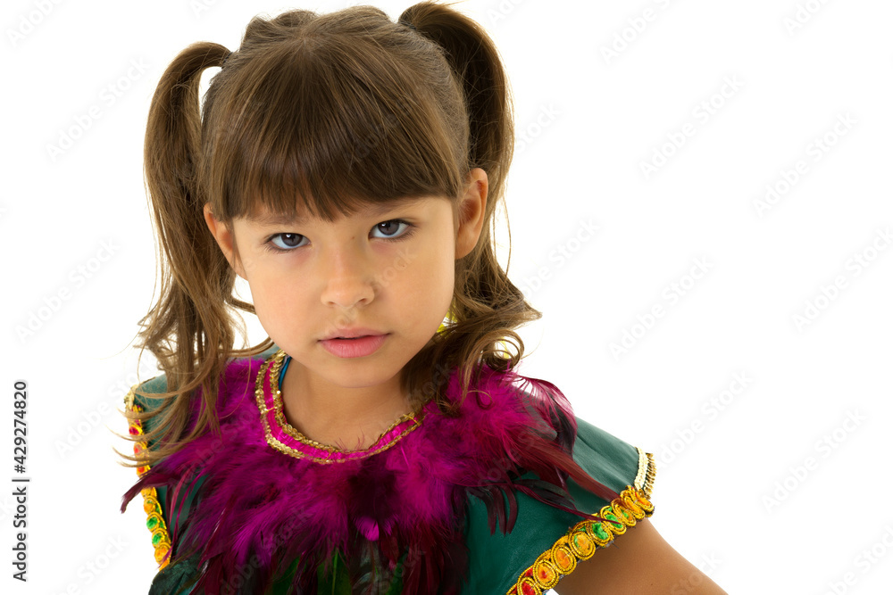 Close up portrait of girl wearing ethnic costume. Close up portrait of girl wearing ethnic costume.
