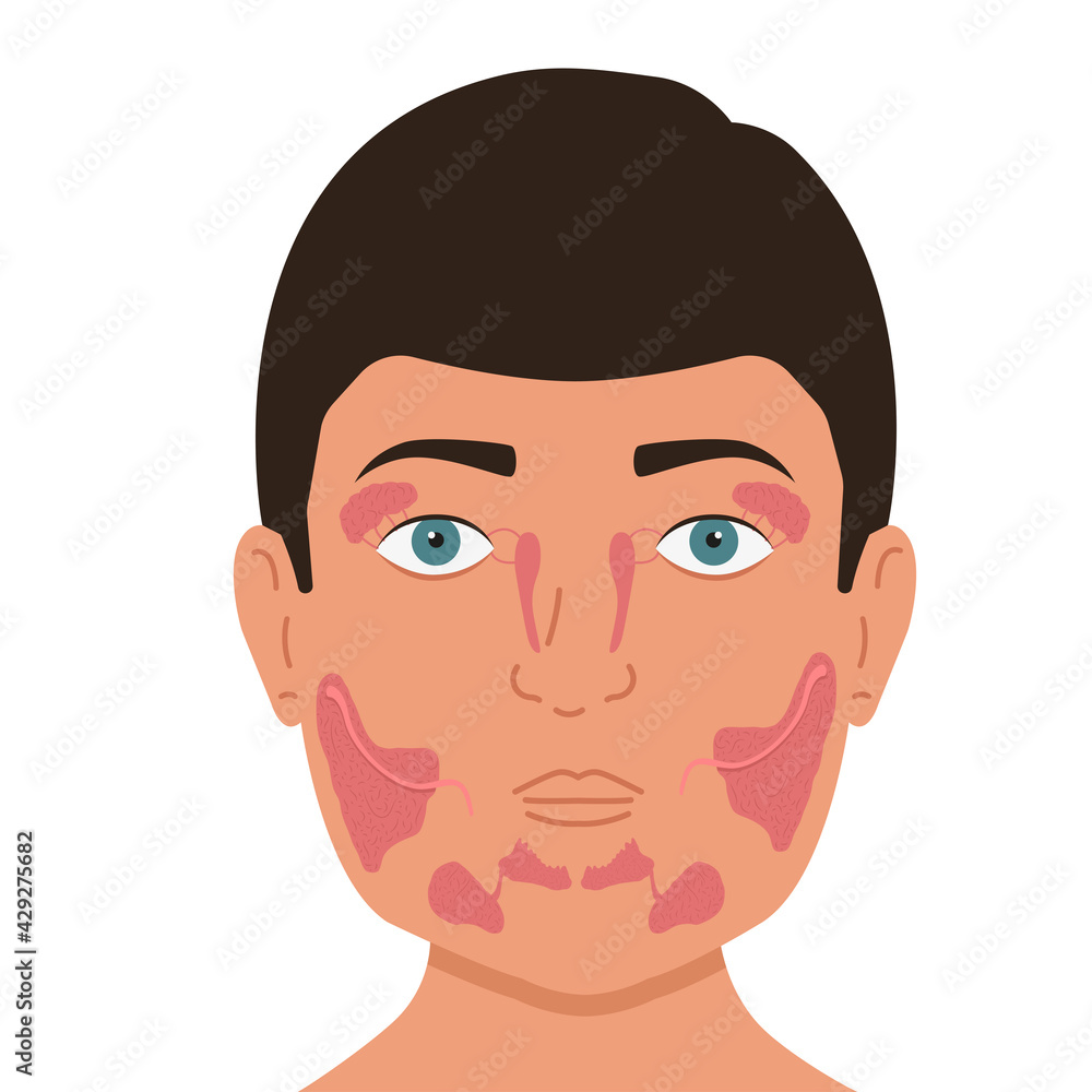 Person with lacrimal and salivary glands. Medical vector illustration.