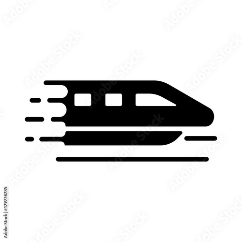 Monorail speed modern train flat vector glyph icon