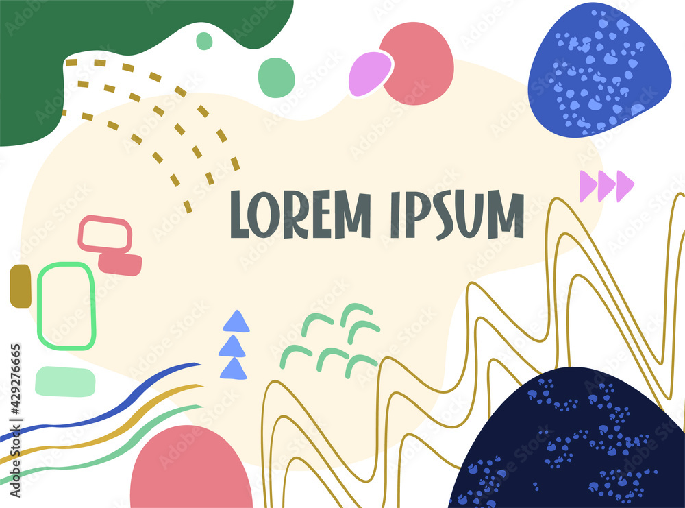 Naklejka premium Included background with bauhaus, memphis and hipster style graphic geometric elements. Applies to placards, brochures, posters, covers and banners. Vector illustration.