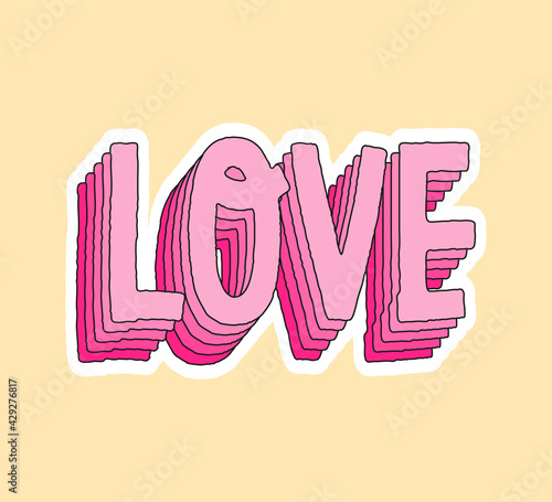 Cute fashion patch with love pink layer lettering
