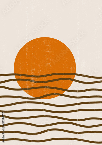 Burnt orange Sun print boho minimalist printable wall art