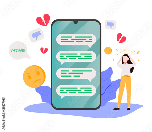 Online privacy violation, internet harassment problem, task delay and laziness icons. Doxing, cyberbullying, procrastination metaphors. Vector isolated concept metaphor illustrations