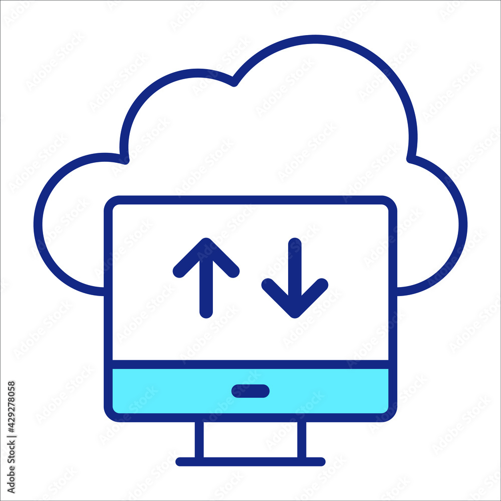 cloud data transfer flat line icon modern illustration cloud data transfer flat line icon modern illustration