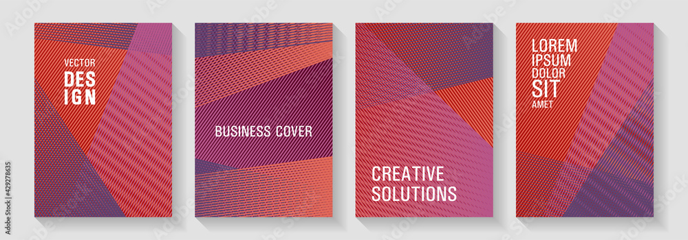 Brochure cover layouts halftone vector set.