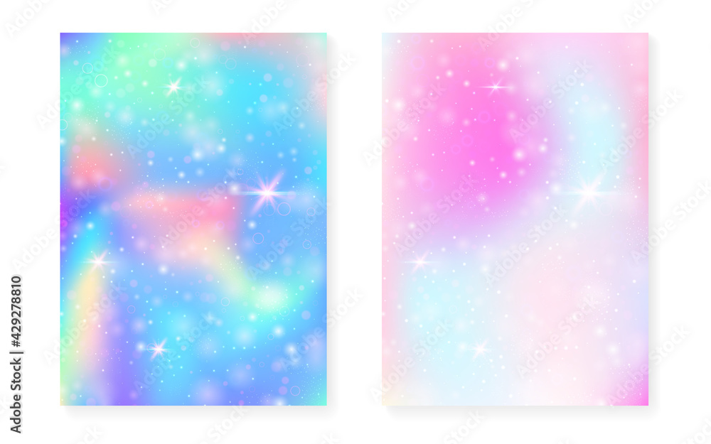 Kawaii background with rainbow princess gradient. Magic unicorn hologram. Kawaii background with rainbow princess gradient. Magic unicorn hologram.