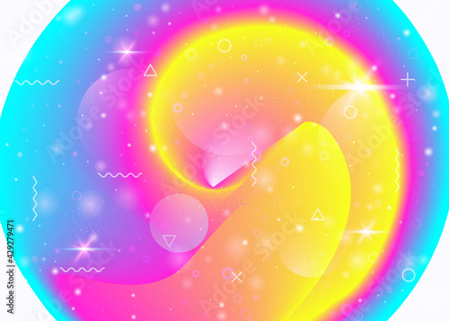 Holographic background with vibrant rainbow gradients. Dynamic fluid. Cosmos hologram.