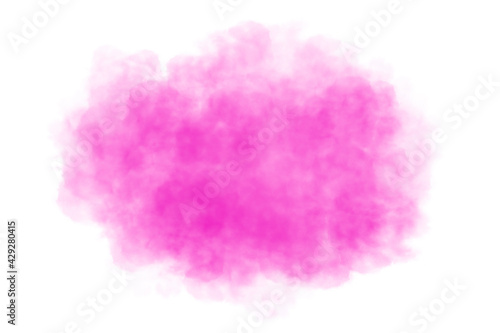 Pink magenta watercolor cloud splash. Elegant ethereal element for abstract backdrop isolated on white background. Computer generated image.