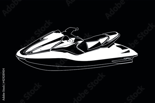 personal watercraft white on black background