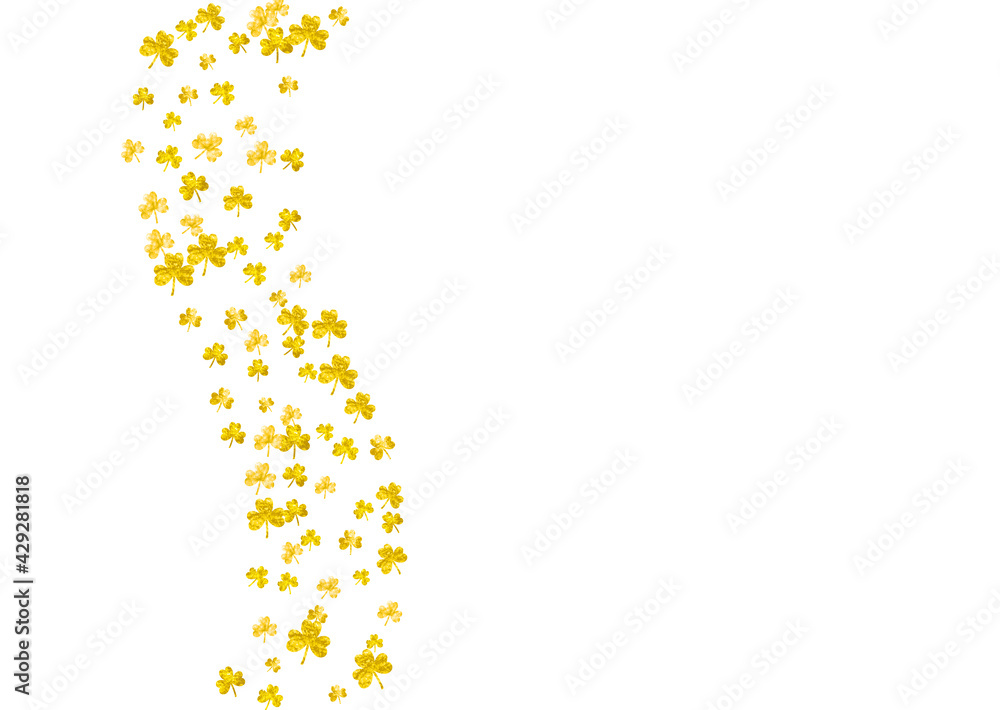 Shamrock background for Saint Patricks Day. Lucky trefoil confetti. Glitter frame of clover leaves. Template for flyer, special business offer, promo. Festal shamrock background. Shamrock background for Saint Patricks Day. Lucky trefoil confetti. Glitter frame of clover leaves. Template for flyer, special business offer, promo. Festal shamrock background.