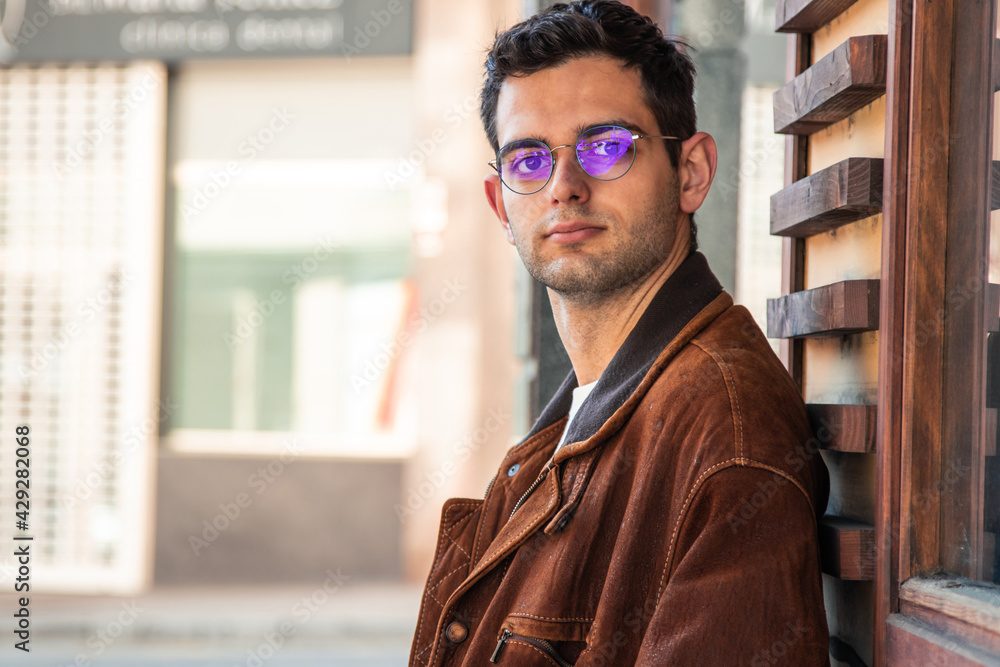 portrait young man on street portrait young man on street