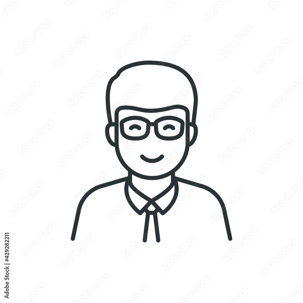 Man wearing glasses icon line style isolated on white background. Vector illustration