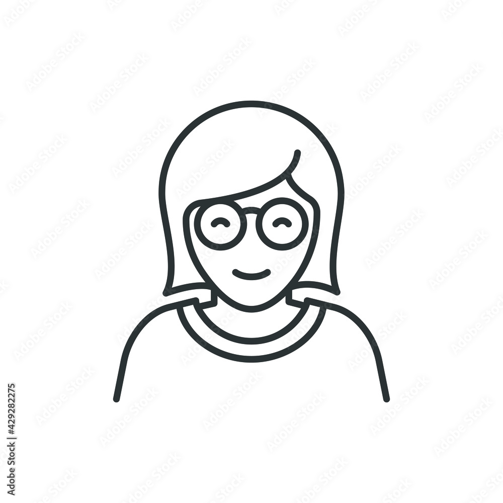 Obraz premium Man wearing glasses icon line style isolated on white background. Vector illustration