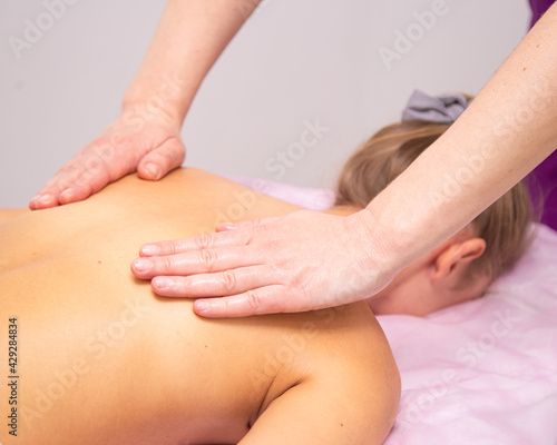 Massage closeup, cosmetologist procedure, acupressure. Skincare close up. Massage therapy