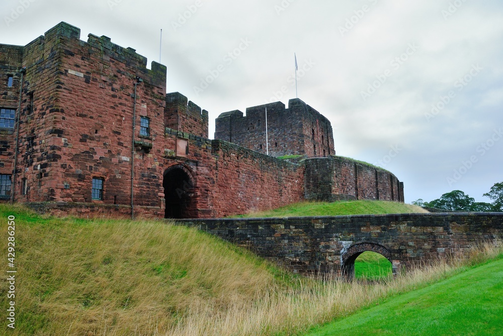 900 years old Carlisle Castle in the English county of Cumbria, near the ruins of Hadrian's Wall, England, United Kingdom