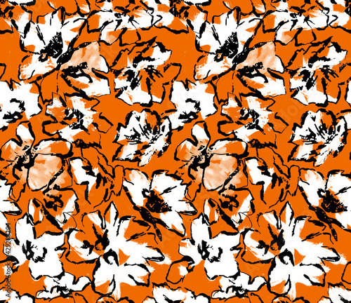 Seamless abstract flowers pattern  floral print. 