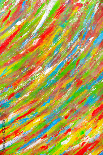 Many colorful bright colored paint lines drawn on canvas close-up. © mari1408