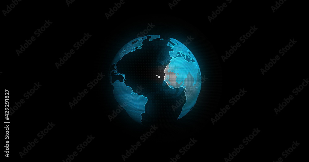 Global Communication Concept, The Earth Rotating With Node And Line connection. Futuristic And Technology Concepts. The Blue Marble. Earth Rotating Animation Social Future Technology Abstract.