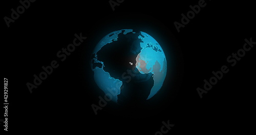 Global Communication Concept  The Earth Rotating With Node And Line connection. Futuristic And Technology Concepts. The Blue Marble. Earth Rotating Animation Social Future Technology Abstract.