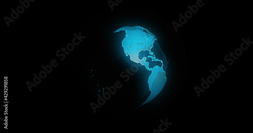 Global Communication Concept, The Earth Rotating With Node And Line connection. Futuristic And Technology Concepts. The Blue Marble. Earth Rotating Animation Social Future Technology Abstract.