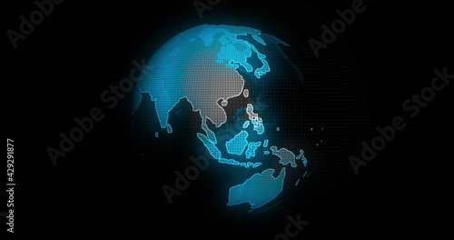 Fototapeta Naklejka Na Ścianę i Meble -  Global Communication Concept, The Earth Rotating With Node And Line connection. Futuristic And Technology Concepts. The Blue Marble. Earth Rotating Animation Social Future Technology Abstract.