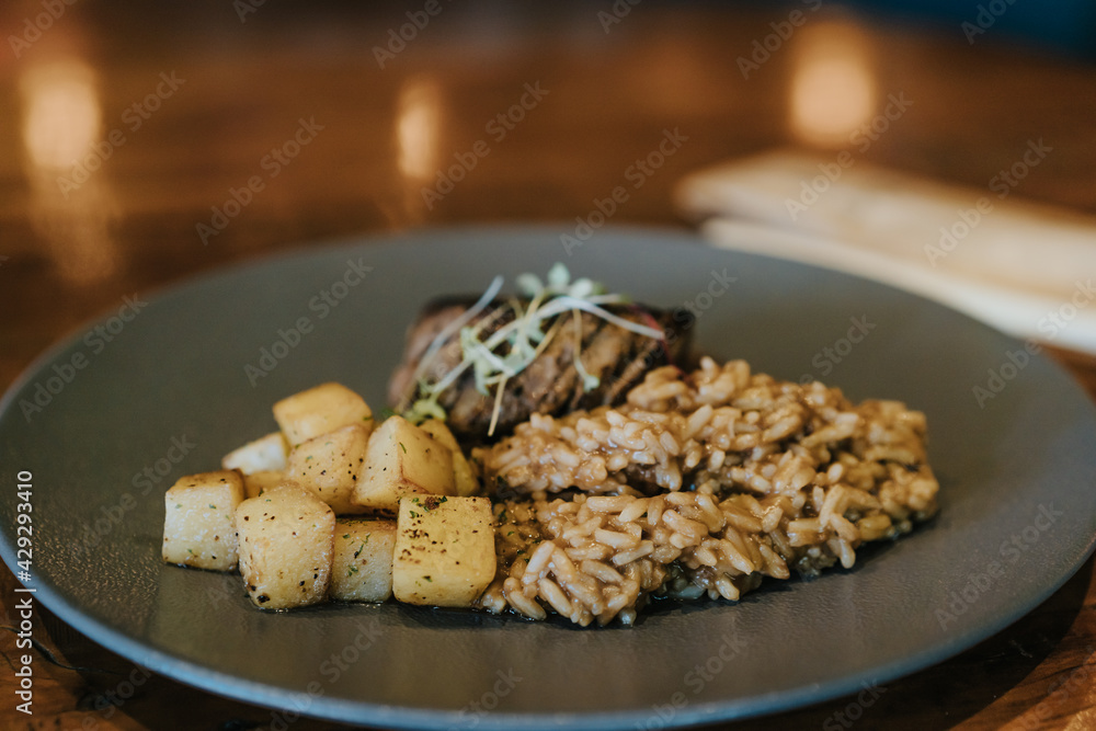 steak with vegetables and rice steak with vegetables and rice
