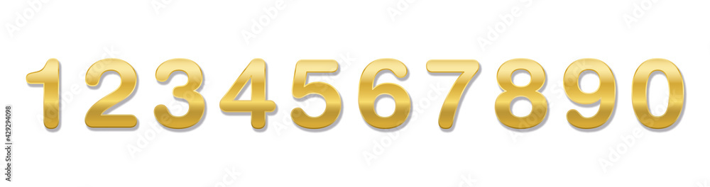 Golden colored numbers in a row. The ten numbers from one to zero. Isolated vector illustration on white background.
Golden colored numbers in a row. The ten numbers from one to zero. Isolated vector illustration on white background.