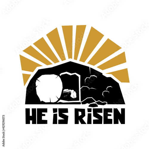 Biblical illustration. Christian art. He is risen.