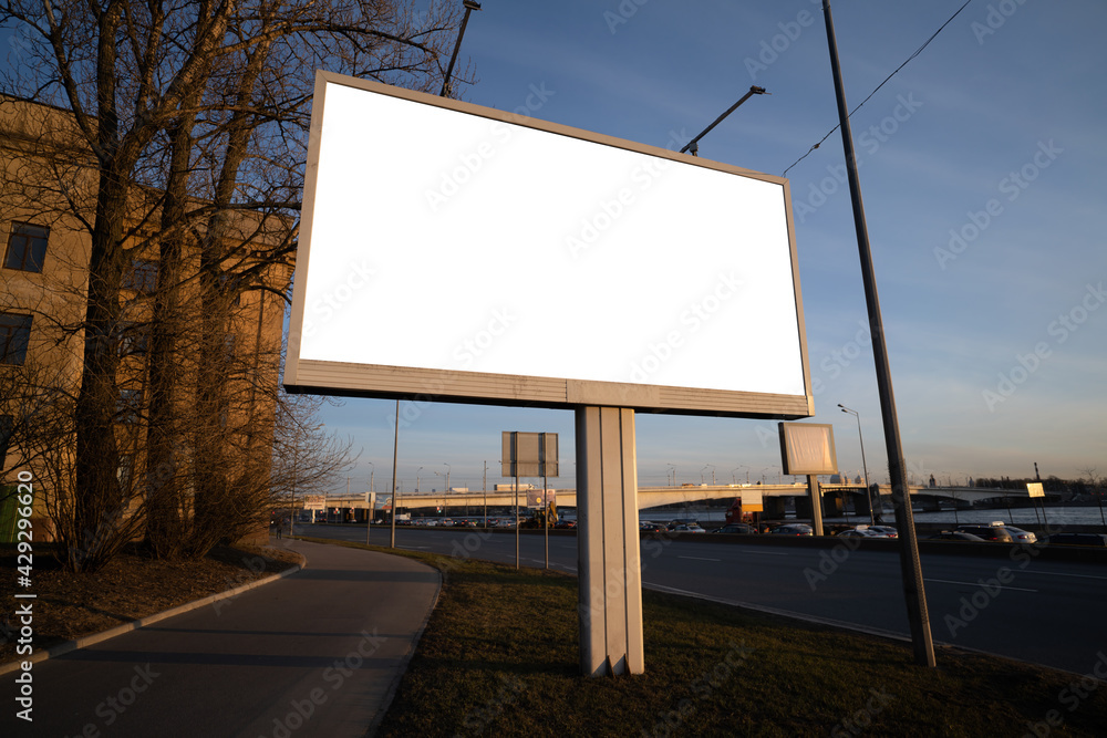 Advertising large billboard with white field for advertising Advertising large billboard with white field for advertising